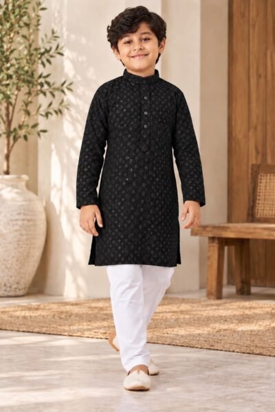 SCF0213-03 Kids Rayon Chikankari Kurta Pant Set – 6 Colours