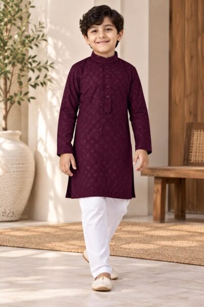 SCF0213-04 Kids Rayon Chikankari Kurta Pant Set – 6 Colours