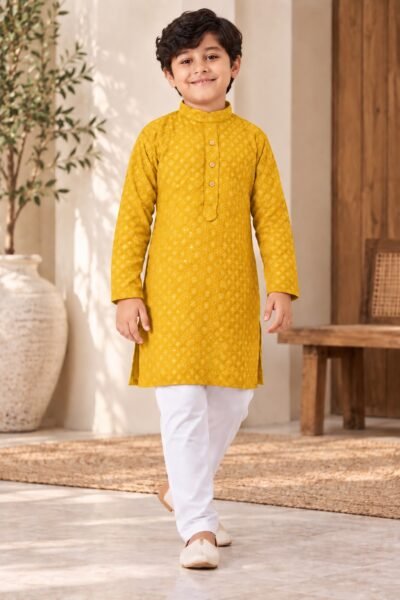 SCF0213-05 Kids Rayon Chikankari Kurta Pant Set – 6 Colours