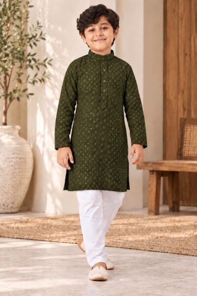 SCF0213-06 Kids Rayon Chikankari Kurta Pant Set – 6 Colours