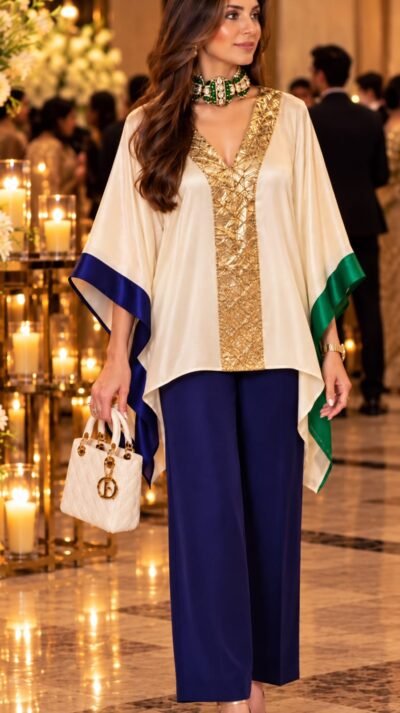 SCF0221-1 Elegant Crepe Kaftan Co-ord Set