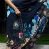 Digital Print Georgette Saree with Scalloped Handwork Border