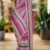 SCF0229-01 Printed Georgette Saree with Woven Zari Stripes