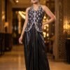 Sequin Cutwork Denim Top & Shimmer Skirt Set