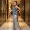 Sequin Cutwork Denim Top & Shimmer Skirt Set