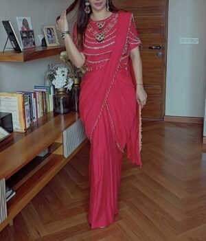 SCF0234-01 Gehna Mal Chanderi Drape Saree Set