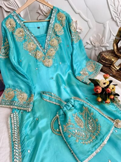 Mirror & Dori Work Shimmer Organza Pant Set