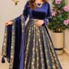 SCF0242-01 Velvet Blouse & Brocade Skirt Set with Stole