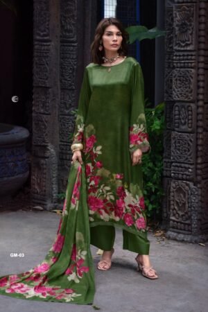 SCF0246-01 Printed Viscose Crepe Embroidered Kurta Set