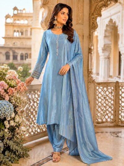 Handwork Shimmer Silk Three-Piece Suit