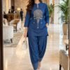 SCF0254-02 Thread-Embroidered Denim Set