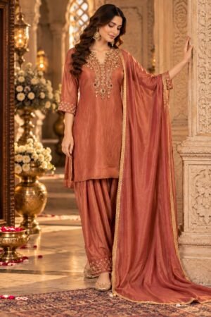 SCF0257-01 Jewellery Handwork Shimmer Silk Farshi Set