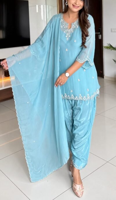 Blue Tissue Farshi Salwar Suit
