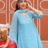 Blue Tissue Farshi Salwar Suit