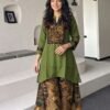 SCF0263-02 Handwork Crepe Top & Sharara Set