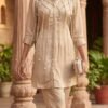 SCF0264-01 Bead Detail Viscose Organza Three-Piece Set