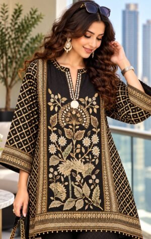 SCF0269-01 Printed Viscose Lacework Co-ord Set