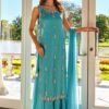 SCF0273-01 Noor-e-Aqua Handwork Organza Palazzo Set