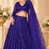 SCF0280-02 Royal Blue Sequin Embroidered Net Lehenga