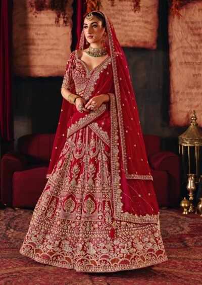 Bridal Silk Lehenga Set with Double Dupatta