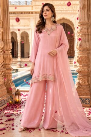 SCF0289-01 Handwork Georgette Silk Sharara Set