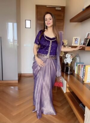 SCF0290-01 Violette Purple Front Pallu Drape Saree Set