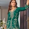 Green Embroidered Dola Kurta & Satin Skirt Set