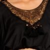 SCF0298-03 Black Satin Top & Chevron Muslin Skirt Set