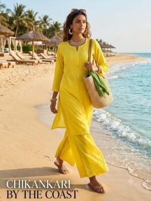 SCF0307-01 Handworked Chikankari Rayon Kurta Palazzo Set