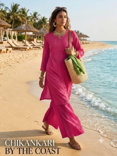 SCF0307-03 Handworked Chikankari Rayon Kurta Palazzo Set