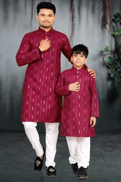 SCF0318-01-1.jpg Father Cotton Sequin Kurta Pyjama Set