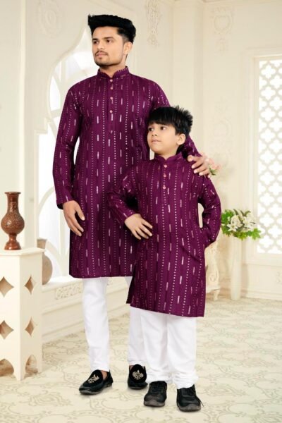 SCF0318-03-1.jpg Father Cotton Sequin Kurta Pyjama Set
