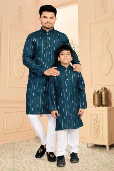 SCF0318-04-1.jpg Father Cotton Sequin Kurta Pyjama Set