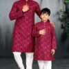 SCF0319-01-1.jpg Son's Matching Cotton Sequin Kurta Pyjama Set