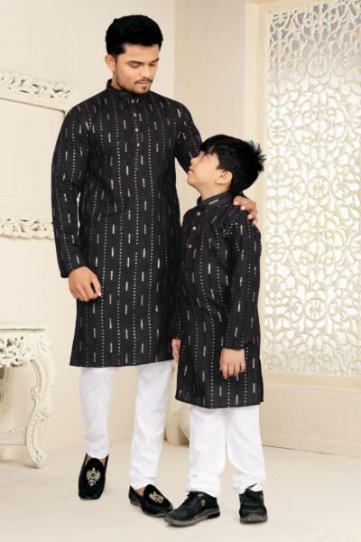 SCF0319-05-1.jpg Son's Matching Cotton Sequin Kurta Pyjama Set